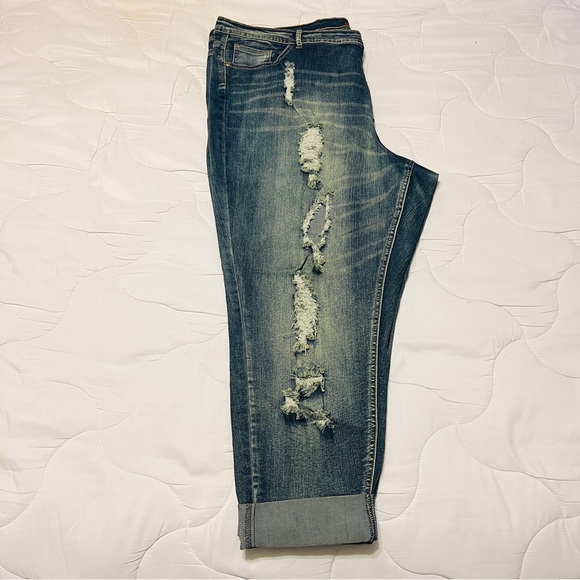 ELITE JEANS Women's MID-RISE Destroyed Denim Skinny Jeggins BLUE JEANS Sz 23/24 - Picture 6 of 11